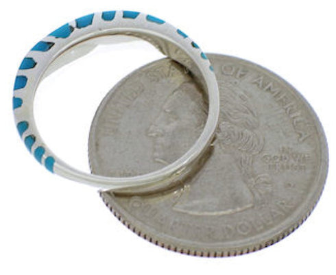Silver Southwestern Turquoise Inlay Ring Size 6-3/4 TX45465